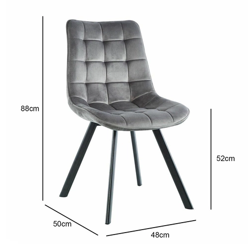 Sametová židle Moly šedá černé nohy