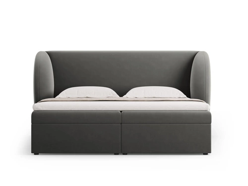 Čalouněná postel Miley šedý samet 160x200 s úložným prostorem do ložnice glamour