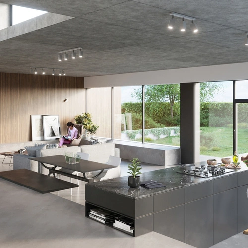 Šedý čtvercový stropní svítidlo MERIDA 4 moderní kovové do obýváku kuchyně ložnice SOLLUX