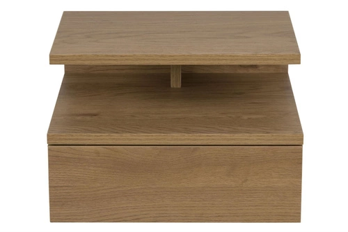 Moderní závěsný noční stolek Ashlan Wood se zásuvkou z masivu do ložnice