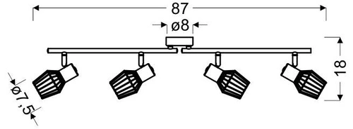 Moderní stropní svítidlo Viking 4bodové šedé nastavitelné do obýváku a kuchyně