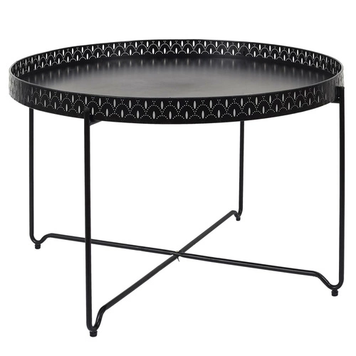 Kulatý konferenční stolek Modes černý kovový moderní loftový do obýváku 78 cm Intesi