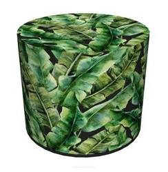 Zahradní kulatý voděodolný puf Black Palms Intesi moderní na zahradu i terasu 40 cm