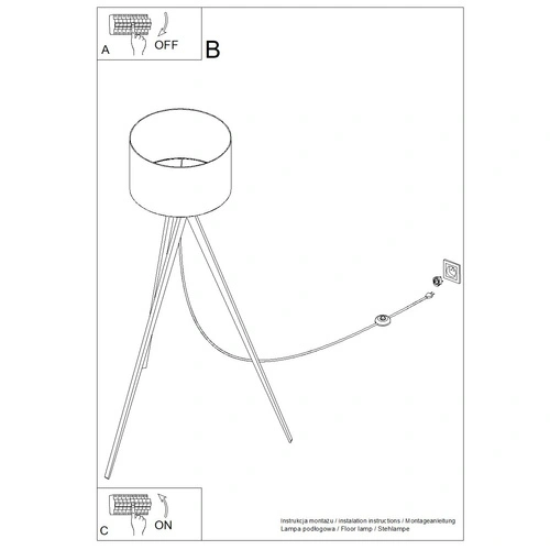 Stojací lampa do obýváku NATT moderní dřevěná modrá s textilním stínidlem 140 cm