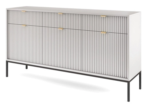 Moderní šedá komoda Delicious s drážkováním 154 cm se zásuvkami na nožičkách do obývacího pokoje Intesi