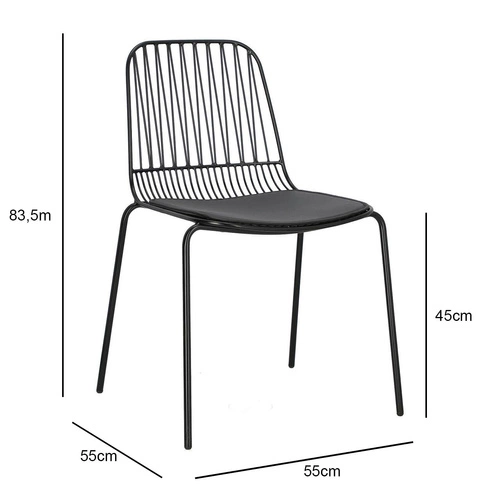 Kovová jídelní židle Willy Intesi černá s polštářem z ekokůže moderní industriální