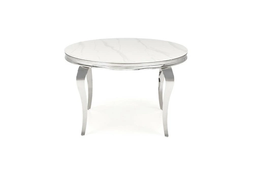 Kulatý skleněný stůl Munya 120 cm bílý glamour do jídelny a obýváku moderní