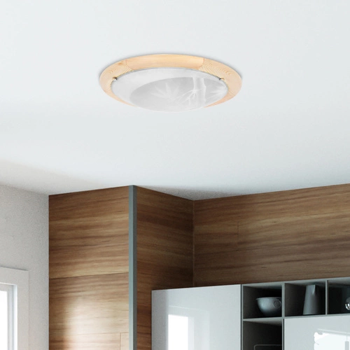 Stropní svítidlo Bamboo 30 kulaté dřevěné bílé do obýváku kuchyně a ložnice