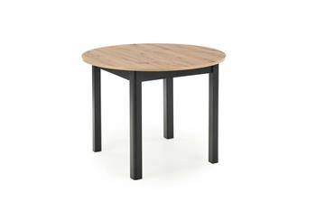 Rozkládací kulatý jídelní stůl Nigo Intesi dub artisan černé nohy 102-142 cm moderní