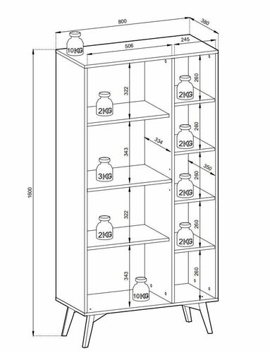 Dřevěná knihovna Sage v přírodním dekoru se skandinávským designem 160 cm