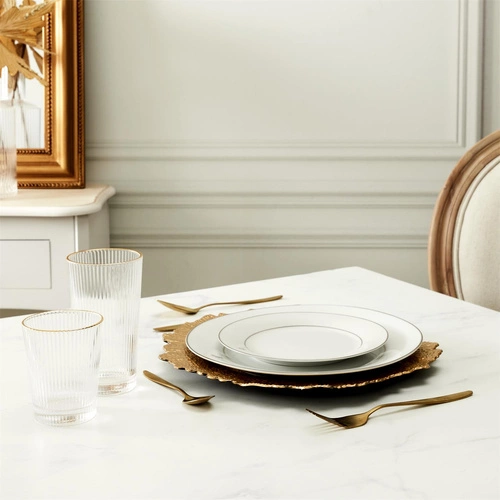 Sklenice na vodu Gold Edge Intesi 300 ml moderní vlnitá se zlatým okrajem