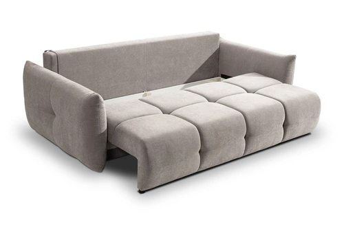 Rozkládací pohovka Bode pro 3 osoby s úložným prostorem a funkcí spaní světle šedá do obývacího pokoje