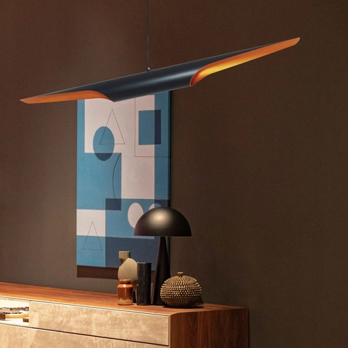 Moderní závěsné svítidlo BLACK TUBE černo-zlaté 100 cm do obýváku a nad stůl