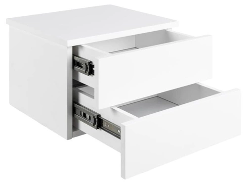 Závěsný noční stolek Actona Avignon 37 cm, bílý, moderní se 2 zásuvkami do ložnice