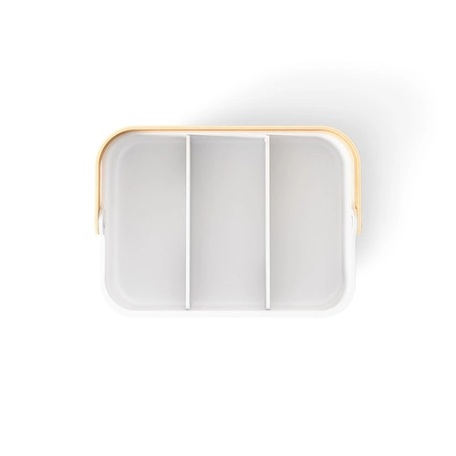 Velký bílý koupelnový organizér na kosmetiku s dřevěnými úchyty Bellwood Umbra 35 cm