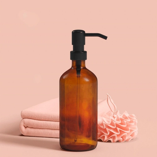Skleněný dávkovač mýdla jantarový 450 ml vintage do koupelny 5five