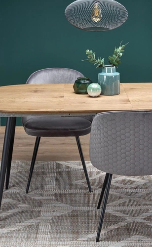 Rozkládací jídelní stůl Lora moderní zlatý dub černé nohy 120–160 cm Intesi