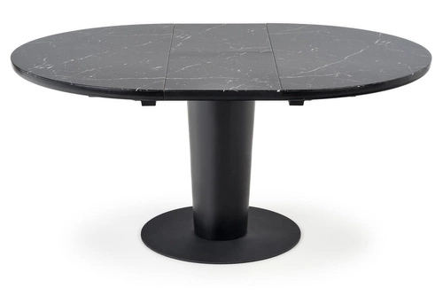 Rozkládací kulatý jídelní stůl Tiano černý mramor moderní do jídelny a obýváku 120-160 cm