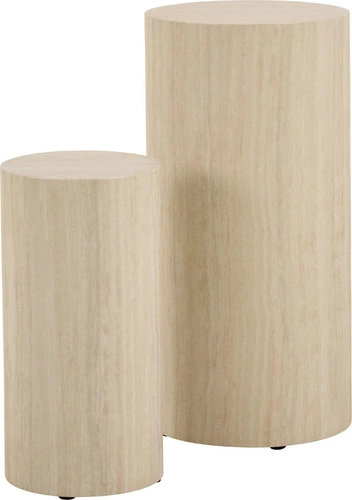 Sada 2 kulatých konferenčních stolků Dice travertin béžová moderní 2v1 do obýváku Actona