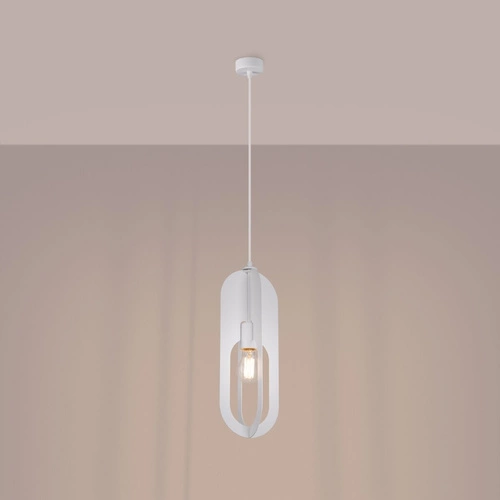 Moderní bílý závěsný lustr NICUS 1 do obýváku, jídelny nebo kuchyně kovový 140 cm