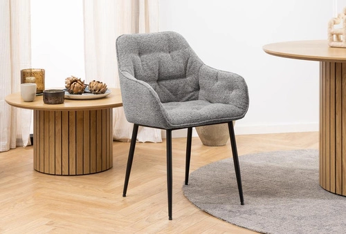 Čalouněná židle Brooke šedá s područkami do jídelny a obýváku moderní Actona