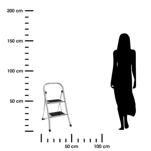 Skládací dvoustupňový kovový žebřík bílý