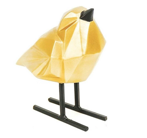 Dekorační figurka Love Bird XL zlatá glamour na komodu do obýváku HV decor 14 cm