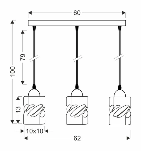 Závěsná lampa Felis černá 3x60W E27 kouřové stínítko