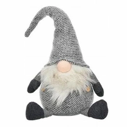 Šedý kostkovaný trpaslík sedící 46cm