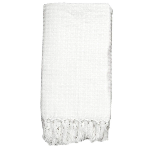 Bavlněná deka Waffle Intesi bílá 130x160 cm hřejivý pléd na postel a pohovku