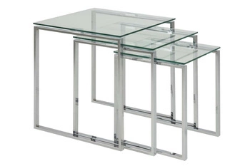 Sada skleněných konferenčních stolků Katrine čtvercový chrom moderní do obýváku Actona