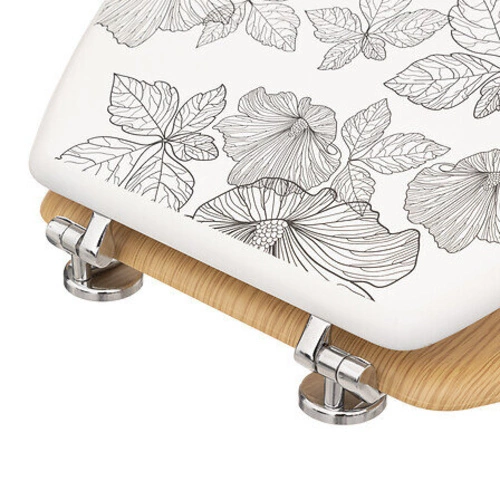 Černé WC sedátko Blackflora z duroplastu, pomalu sklápěcí, moderní do koupelny