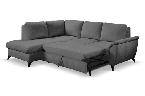 Moderní šedá levá rohová pohovka Nevada s rozkladem a úložným prostorem do obýváku