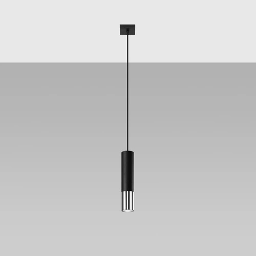 Závěsné svítidlo Loopez černý chrom moderní válec do kuchyně, obývacího pokoje nebo nad ostrůvek