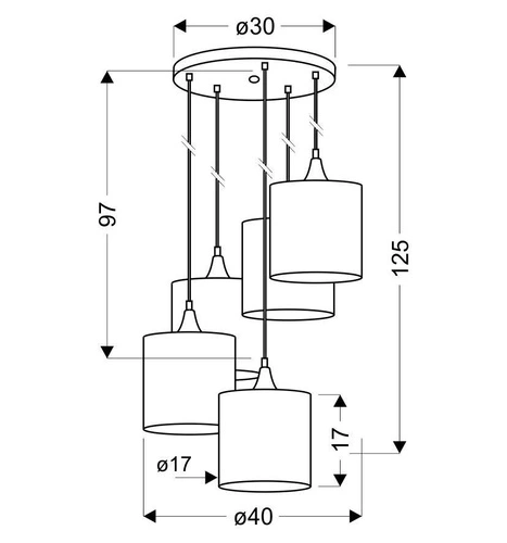 Závěsné svítidlo Long černý talíř 5 světel moderní do obýváku nastavitelná CANDELLUX