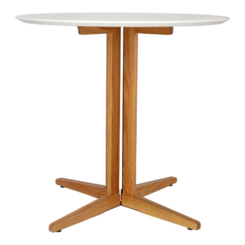 Kulatý jídelní stůl Mauro 80 cm bílá deska přírodní dub moderní do jídelny a obýváku