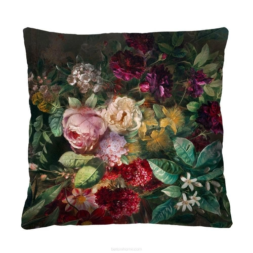 Dekorační sametový polštář Peony do obýváku a ložnice antialergenní multicolor 40x40