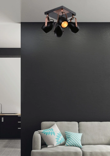 Stropní svítidlo černé Anica CANDELLUX moderní do obýváku a ložnice 32 cm 4xE14