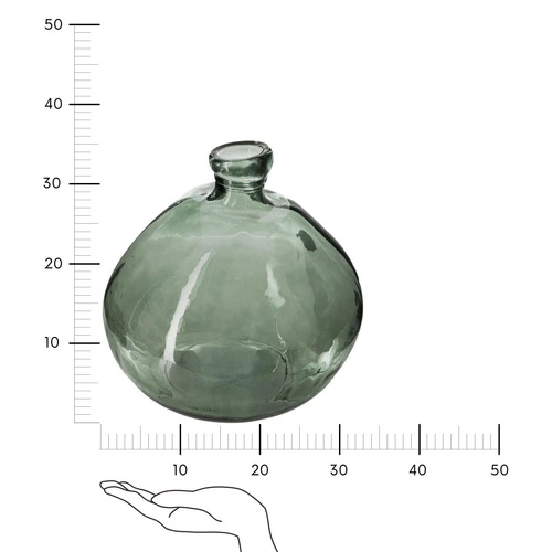 Skleněná váza Dame Jeanne 33 cm zelená moderní na květiny do obýváku Atmosphera