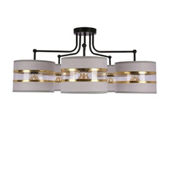 Andy závěsná lampa černá 5x40W E27 stínidlo šedá+zlatá