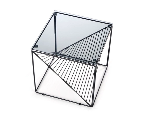 Moderní čtvercový konferenční stolek ze skla černý 50x50 cm do obývacího pokoje Intesi
