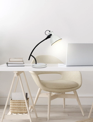 Noční lampička Zumba moderní kovová bílá-černá do ložnice a na stůl 38 cm