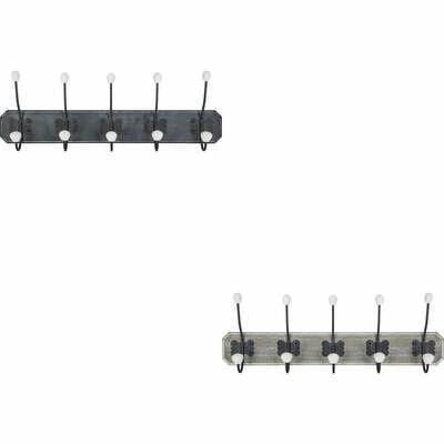 Nástěnný věšák do předsíně Ruben 5 háčků vintage tmavě modrý Atmosphera