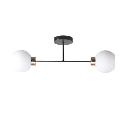 Moderní stropní lampa Amanda černo-zlatá 2bodová do obýváku a ložnice skleněná