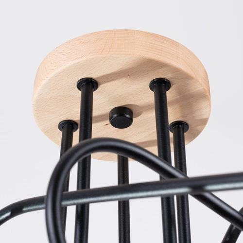 Lustr EMBER 5 černý dřevěný moderní do obýváku a jídelny SOLLUX LIGHTING