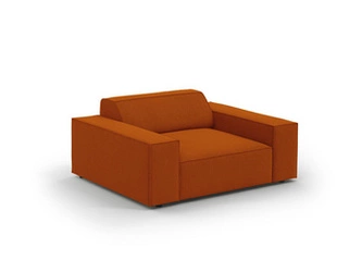 Relaxační křeslo Jodie terakota sametové do obýváku snadno čistitelné glamour s područkami