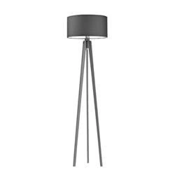 Stojací dřevěná lampa do obýváku glamour Miami grafitové stínidlo tripod personalizace Lysne