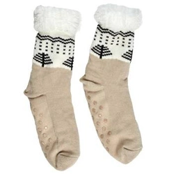 Protiskluzové sherpa ponožky Intesi béžové teplé zimní na doma velikost 39-42