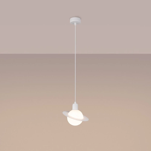 Závěsné svítidlo koule HYPERION 1 bílé moderní do obýváku a jídelny, výškově nastavitelné 125 cm