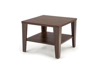 Konferenční stolek Deya čtvercový moderní s policí tmavý ořech 70x70 do obýváku